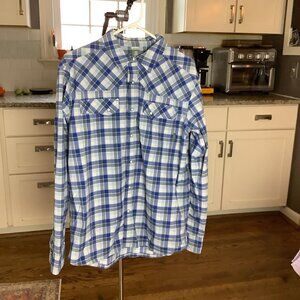 Stio Eddy Medium Pearl Snap Button Shirt Medium Blue White